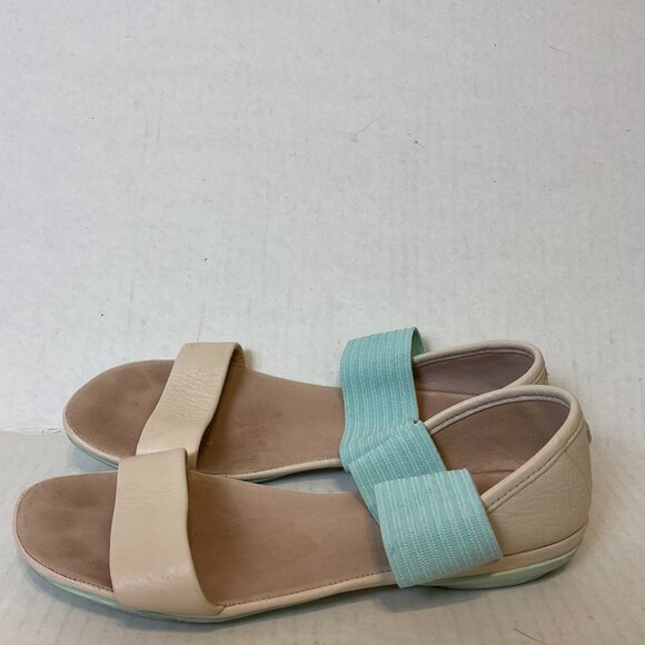 Camper Sandals 38 Cream Mint Blue Strap Leather - Picture 1 of 9
